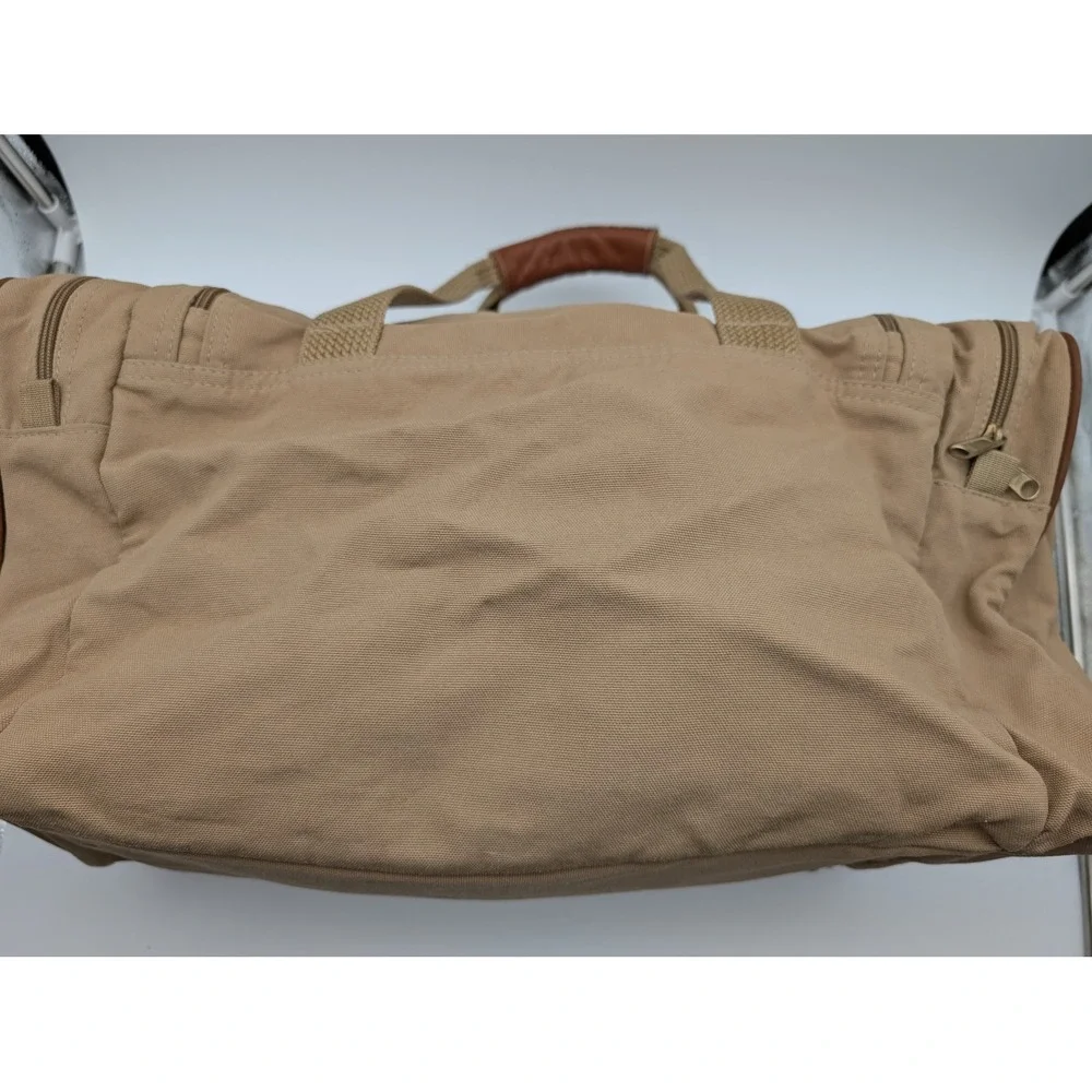 Vintage Ford Edition Eddie Bauer Duffle Bag Canvas Tan Weekender Military
